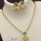 Gold finish cz stone necklace set with earrings - Semi bridal set - traditional neck set