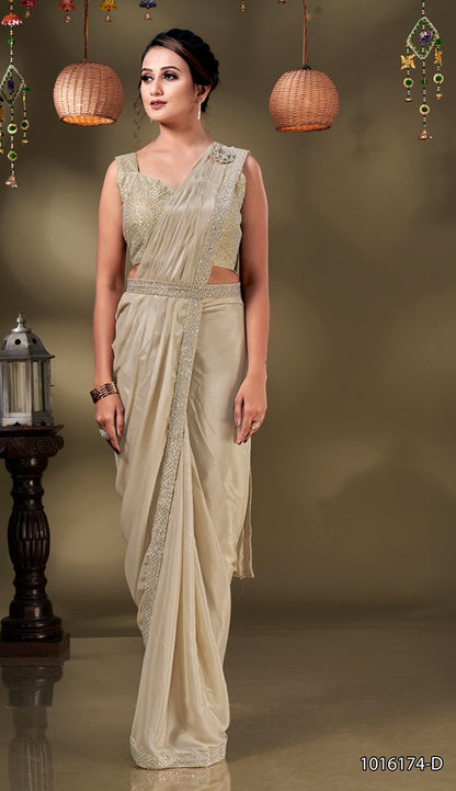 Ice Georgette Readymade Saree - One Minute Saree, ready to wear sarees, party wear saree