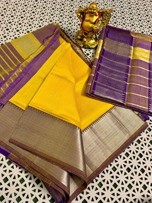 Mangalagiri Pattu - Yellow and Purple