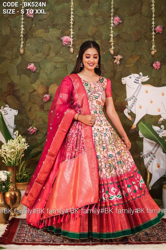 Banarasi Silk Kalamkari pattu dress