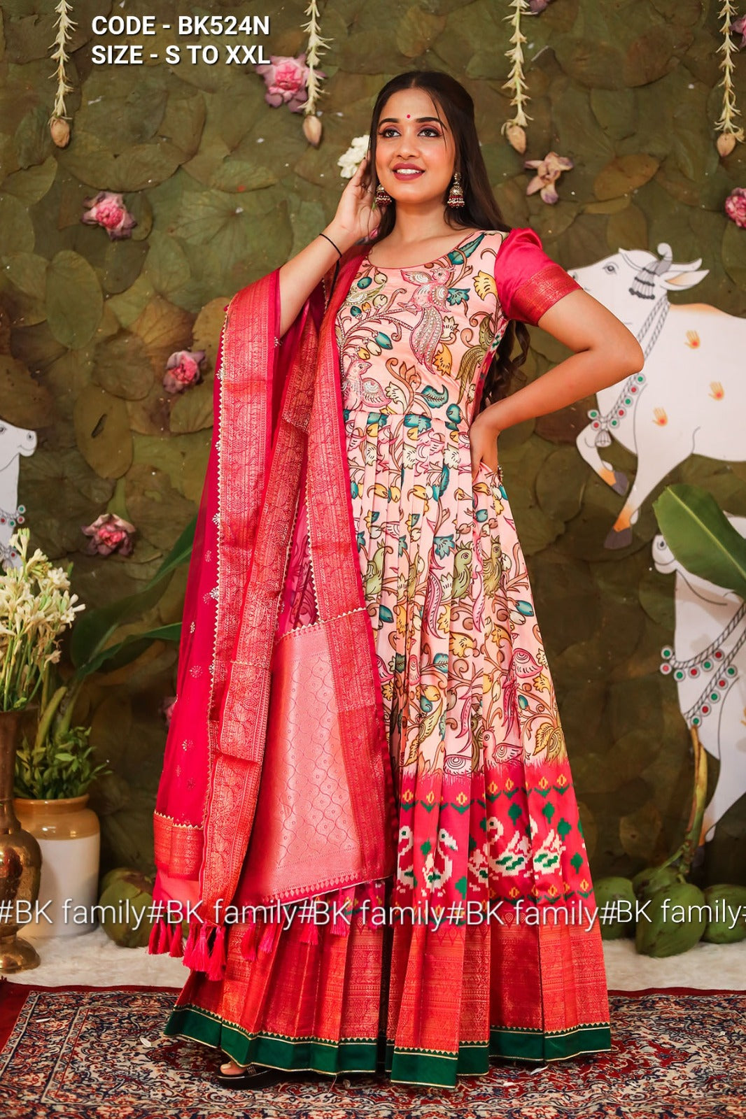 Girls Clothing | Maroon Ethnic Pattu Dresses (Girl's) | Freeup