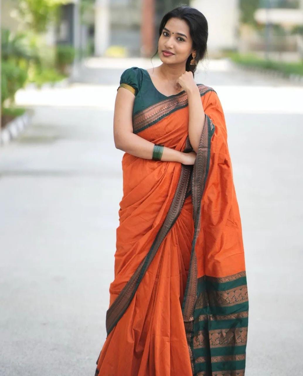 Copper border Kalyani cotton