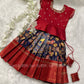 Kalamkari kids lehenga Pattu pavada - kids lehenga - girls pattu pavada - maggam work pattu pavada