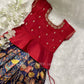 Kalamkari kids lehenga Pattu pavada - kids lehenga - girls pattu pavada - maggam work pattu pavada