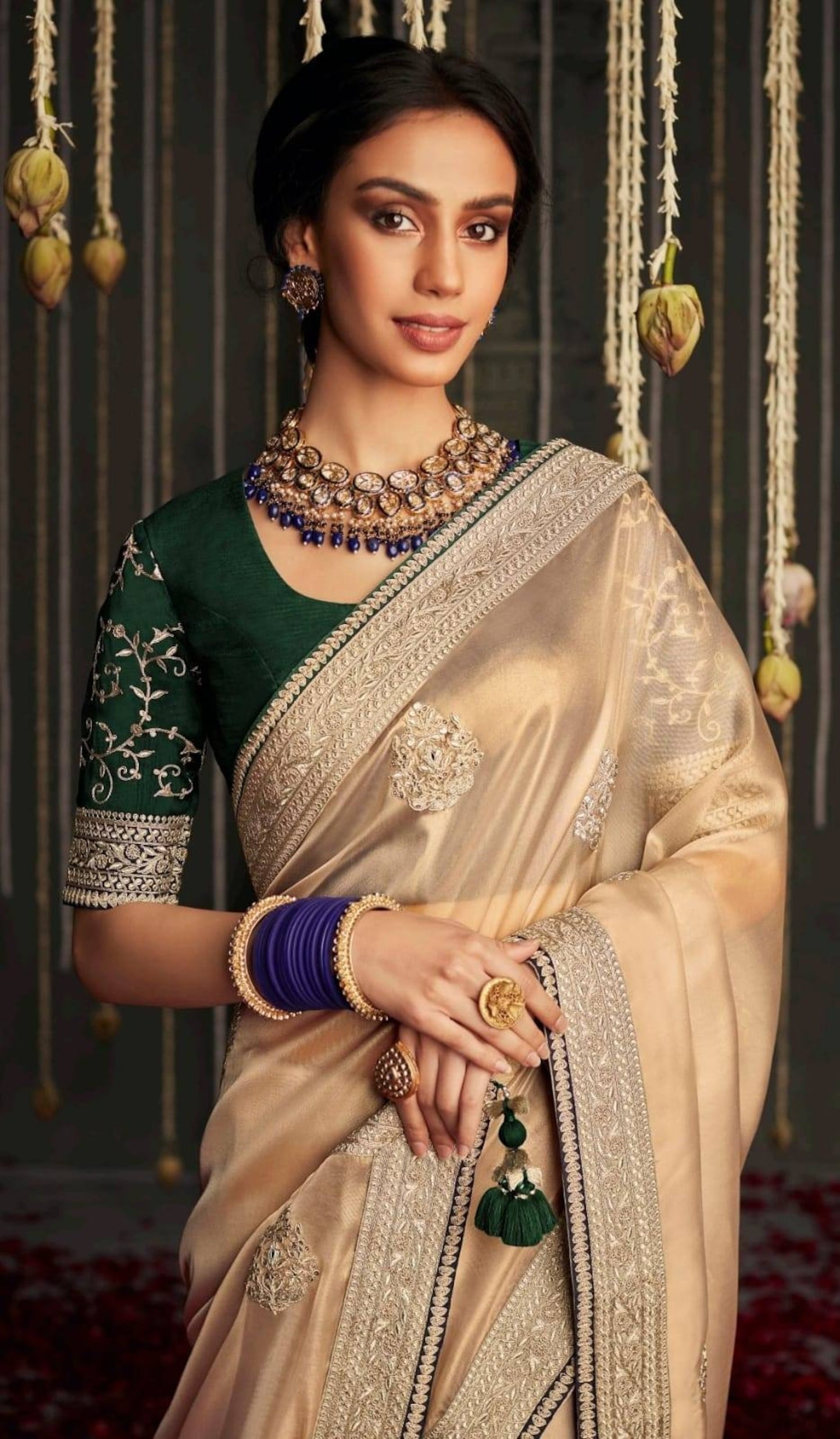 Kimora Fashion Kajal and Kimora Hits soft Tissue silk with Embroidary work - party wear saree