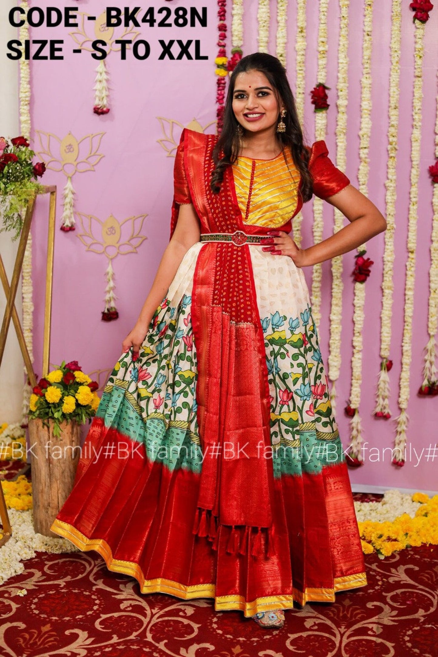 Kalamkari Pattu gown - indian traditional dress - party wear gown - floor length gown - pattu dress in uk