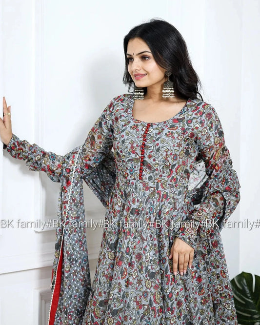 Steel Grey Indian Gown - Long party dresses