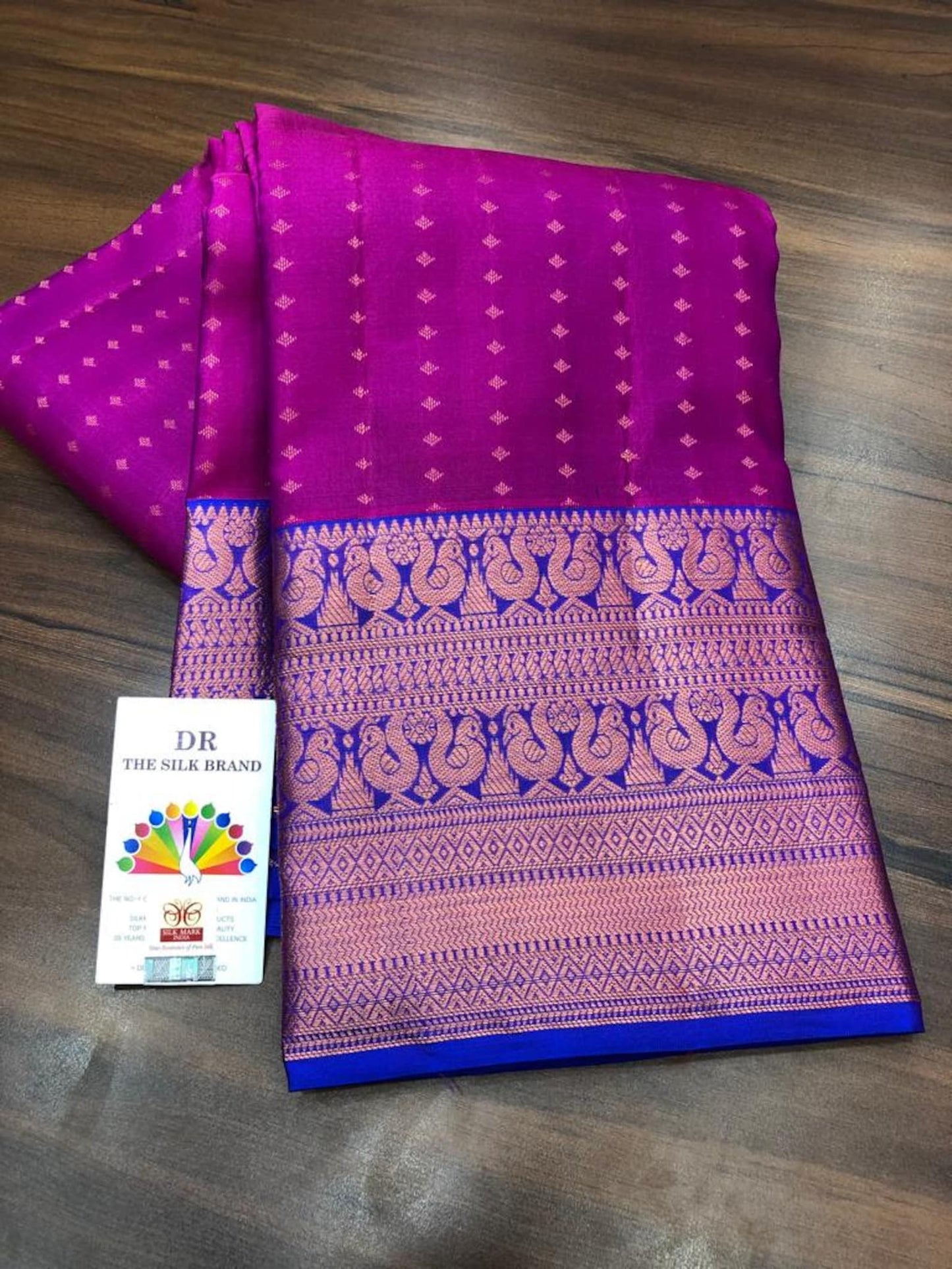 Magenta and bright blue kanchipuram pure silk saree - wedding silk - pure silk saree - silk mark certified, saree for women in uk