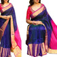 Blue and Pink Uppada Silk Pattu Saree, Wedding Saree, Pure Uppada Pattu Saree, handwoven silk saree, two tone saree for woman
