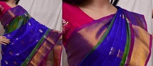 Royal blue with dark pink Pure Uppada silk saree