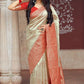 Red And Cream Banarasi Art Silk Saree  - Women saree in UK -Manjubaa Silk