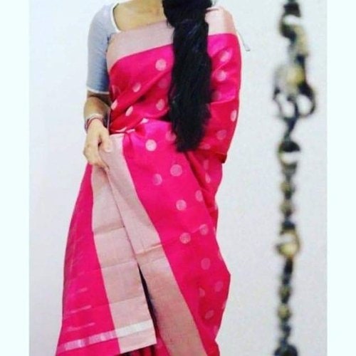 Elegant Uppada coin putta soft silk saree - light weight saree - Pink and silver saree saree for women