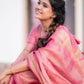 Pink Linen handloom saree - Linen Pure Tissue saree - Saree UK