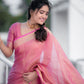Pink Linen handloom saree - Linen Pure Tissue saree - Saree UK