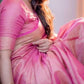 Pink Linen handloom saree - Linen Pure Tissue saree - Saree UK