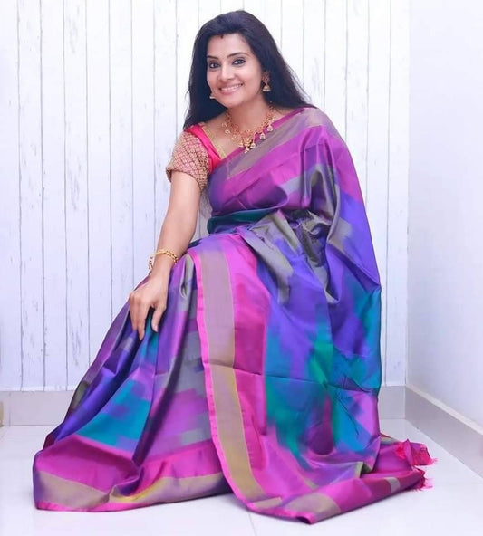 Uppada semi silk ikkat design saree - purple and pink saree - saree for women