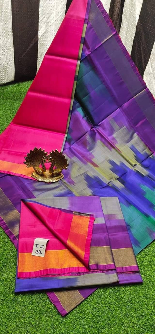 Uppada semi silk ikkat design saree - purple and pink saree - saree for women