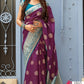 Purple barnaras artsilk saree - Women saree -Manjubaa Silk wedding saree - saree for women in UK