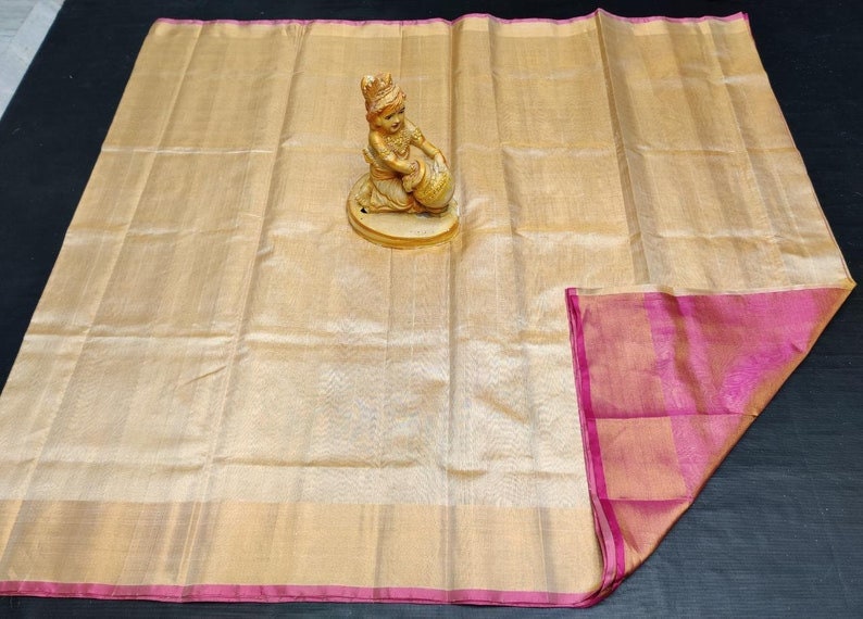 Cream and pink Uppada saree Tissue silk uppada saree - Lovley saree for women