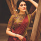 Red Velvet Chiffon Saree Printed Saree - Partywear saree - saree for women saree for Christmas