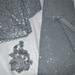 Silver color sequin sari Designer sequins saree in georgette - party wear saree - wedding saree, saree for women in UK