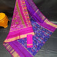 Ikkat design uppada pattu saree, pink and blue with big zari border, saree for women, indian saree