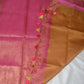 Pink Linen handloom saree - Linen Pure Tissue saree - Saree UK