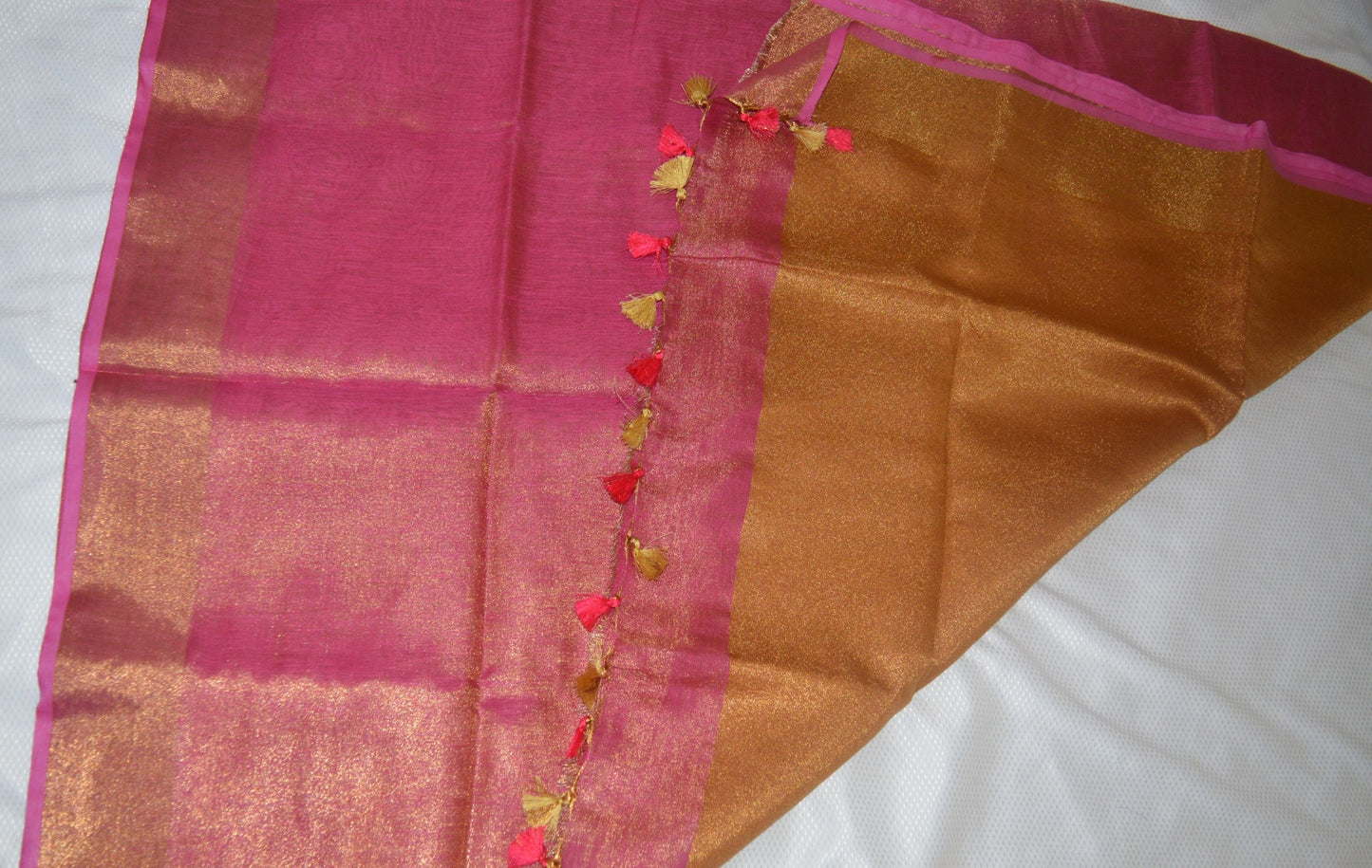 Pink Linen handloom saree - Linen Pure Tissue saree - Saree UK