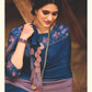 Blue and Gray 3D Velvet Chiffon Saree Printed Saree - Partywear saree - saree for women saree for Christmas