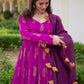 Anarkali designer gown, readymade Rani pink and purple indian gown