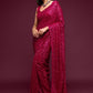 Rani pink sparkly - Designer sequins saree in georgette - party wear saree - wedding saree, saree for women, saree for Christmas