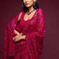 Rani pink sparkly - Designer sequins saree in georgette - party wear saree - wedding saree, saree for women, saree for Christmas