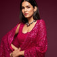 Rani pink sparkly - Designer sequins saree in georgette - party wear saree - wedding saree, saree for women, saree for Christmas