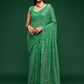 Pasta Green saree - sequins saree in georgette - party wear saree - wedding saree, saree for women, saree for Christmas