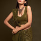 Pasta Green Designer sequins saree in georgette - party wear saree - wedding saree, saree for women saree for Christmas