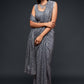 Silver color sequin sari Designer sequins saree in georgette - party wear saree - wedding saree, saree for women in UK