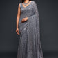 Silver color sequin sari Designer sequins saree in georgette - party wear saree - wedding saree, saree for women in UK