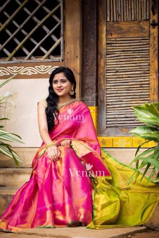 Pink and Green Uppada saree Tissue silk uppada saree - Lovley saree for women