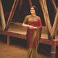 Red Velvet Chiffon Saree Printed Saree - Partywear saree - saree for women saree for Christmas