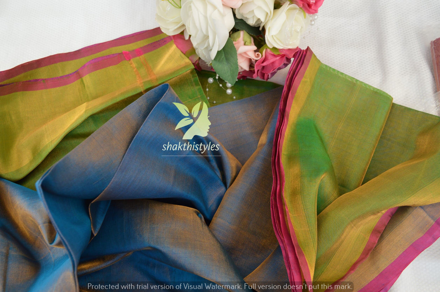 Uppada saree Tissue silk uppada saree - Green and Blue saree for women