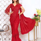 Shimmering Red - One Minute Saree ready to wear sarees, party wear saree, wedding saree for Christmas Half-and-Half, Ruffle saree