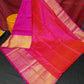 Pink and red mix Uppada Silk Pattu Saree, khadi big border Pure Uppada Pattu Saree, handwoven silk saree, two tone saree for woman