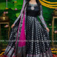 Black and pink Pattu Gown- indian traditional dress - party wear gown - floor length gown