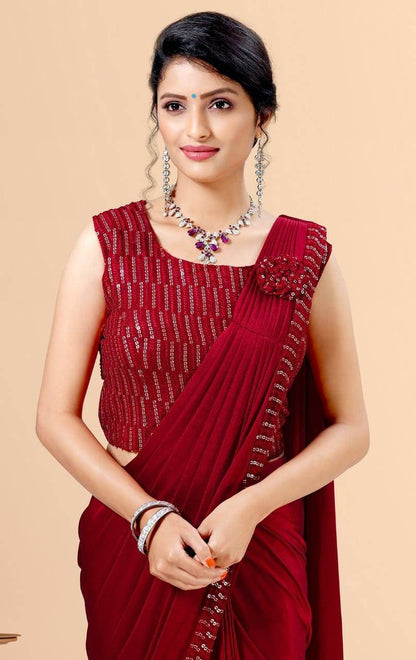 Ready to wear Saree, one minute saree, ready-made saree blouse attached - saree for women in uk