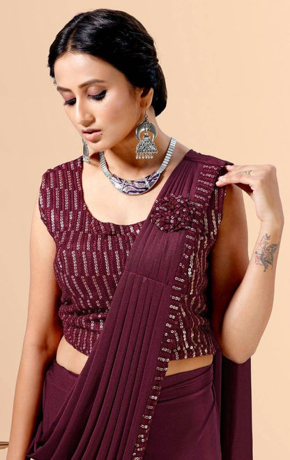 Ready to wear Saree, one minute saree, ready-made saree blouse attached - saree for women in uk