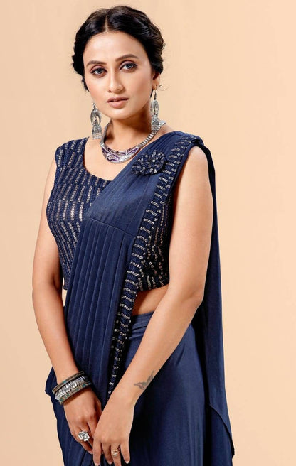 Ready to wear Saree, one minute saree, ready-made saree blouse attached - saree for women in uk