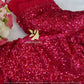 Rani pink sparkly - Designer sequins saree in georgette - party wear saree - wedding saree, saree for women, saree for Christmas