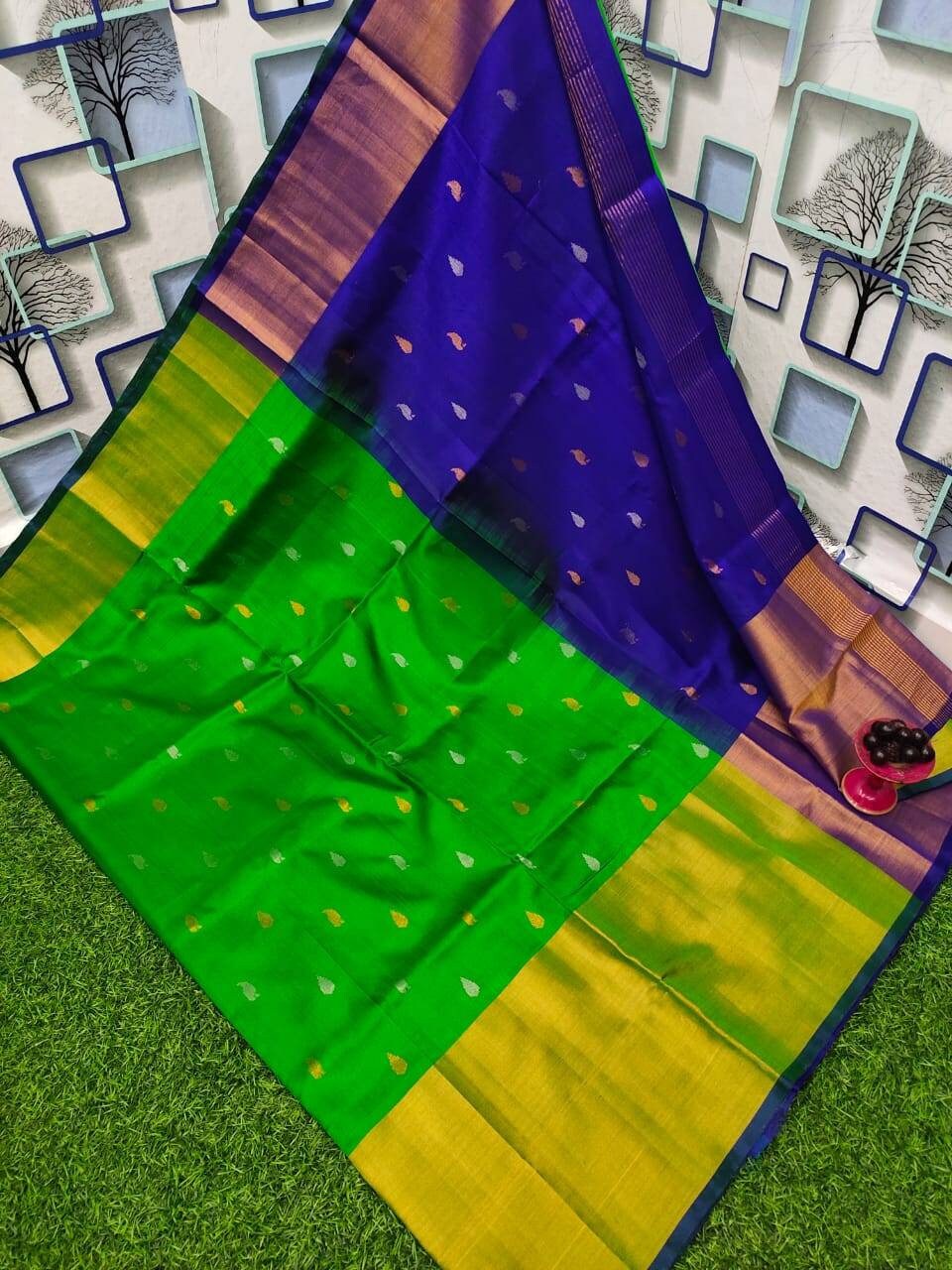 Uppada nachartra butta saree, pure Uppada Silk Pattu Saree, Wedding Saree, Pure silk saree, handwoven silk saree, two tone saree for woman