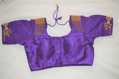 Clearence Aari work readymade saree bloude, purple saree blouse