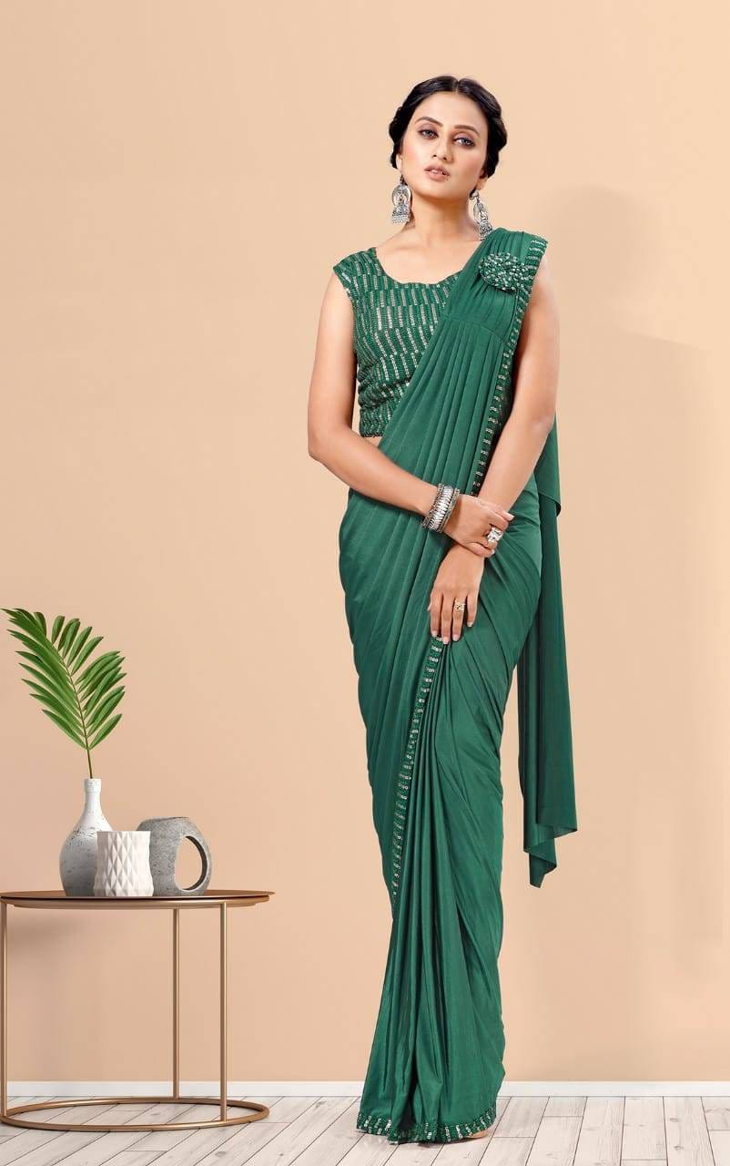Ready to wear Saree, one minute saree, ready-made saree blouse attached - saree for women in uk